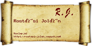 Rostási Jolán névjegykártya
